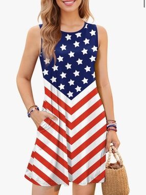 For G and PL Dress Women's M USA Patriotic American Flag 4th of July Party